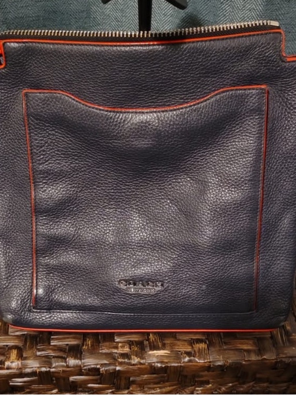 Coach Navy Leather Messenger Bag with Red Trim
No. C2044-89951